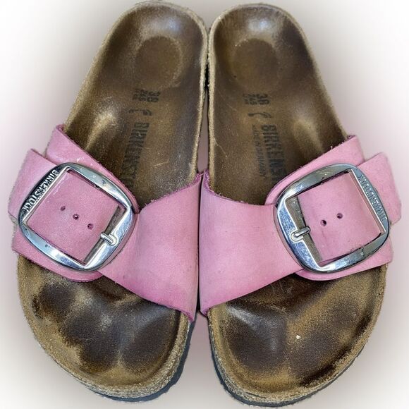 Birkenstock Madrid Big Buckle Nubuck Leather Sandals Pink Women’s EU 38 US 9-9.5 - Picture 1 of 7